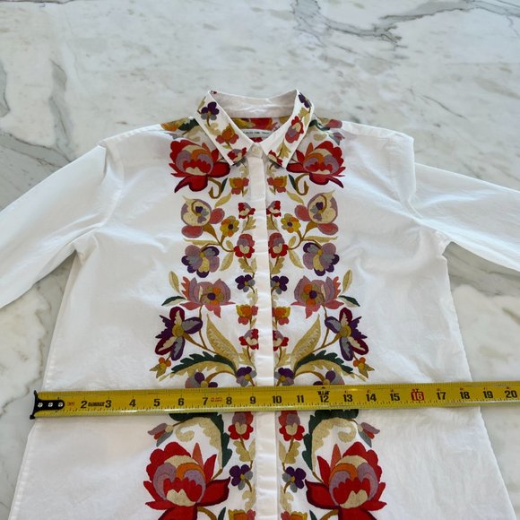 ETRO WHITE FLORAL COTTON TOP SIZE IT 46 / US 10 - Picture 9 of 17